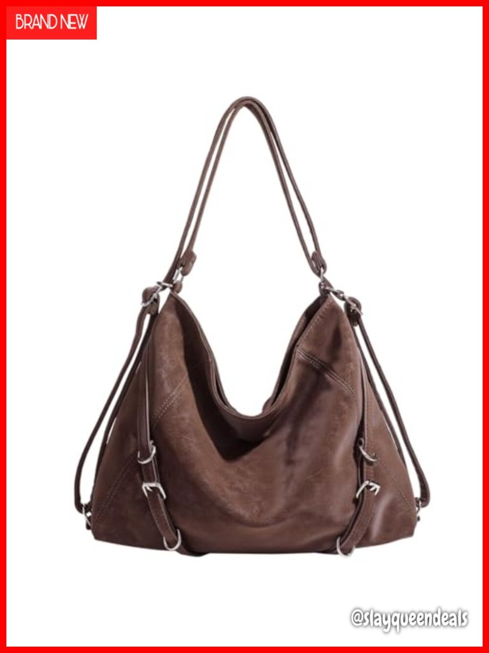 Soft Vegan Leather 3-Way Convertible Hobo Shoulder Backpack